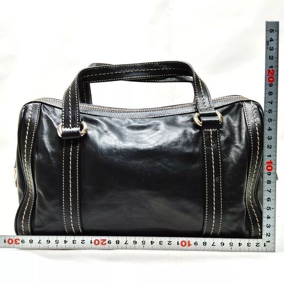 Auth Gucci Black Polished Leather Duchessa Boston Duffel Bag - Picture 2 of 9